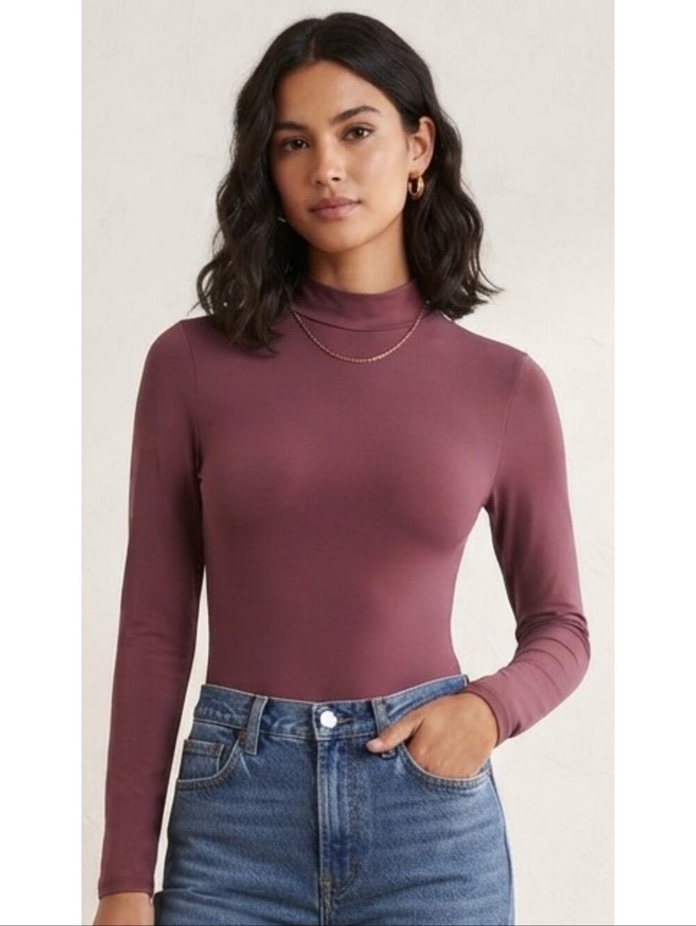 A New Day Turtleneck Bodysuit Burgundy Size M